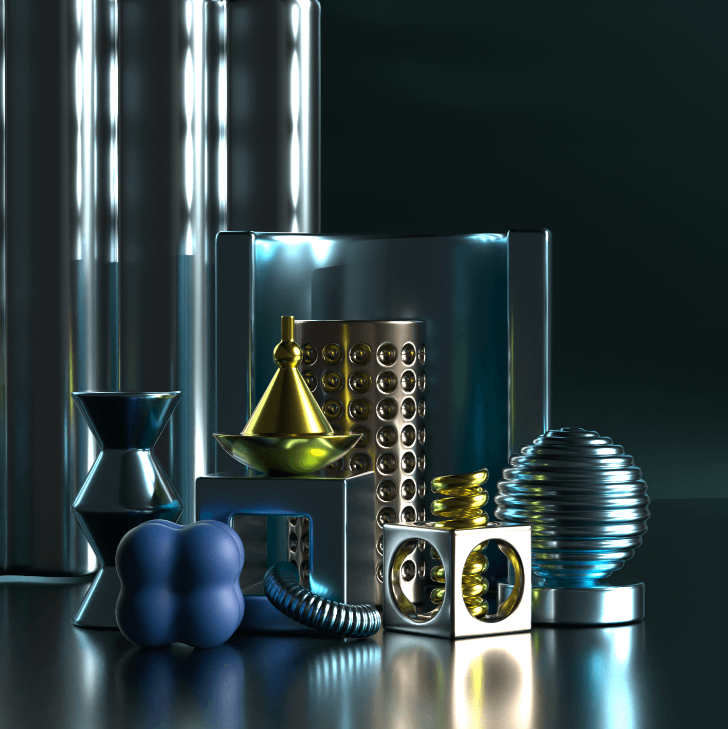 Geometric Harmony: A C4D Exploration of Form and Material
